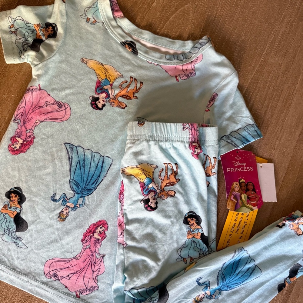 NEW! Disney Princess buttery soft 2PC pajama set/blue pink girls 3T